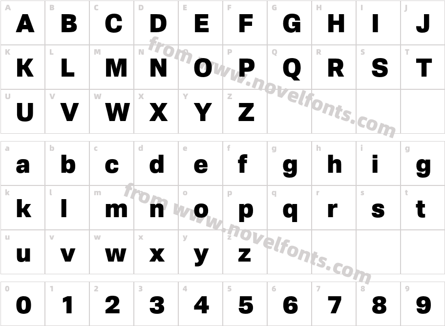 Trada Sans Extra BoldCharacter Map