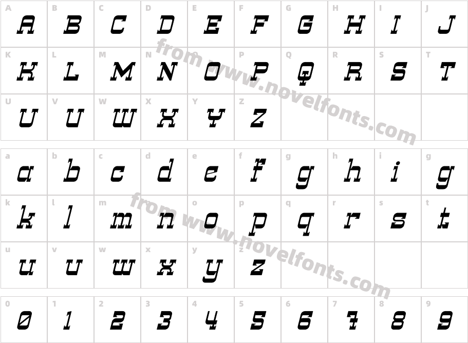 Trails Nights ItalicCharacter Map