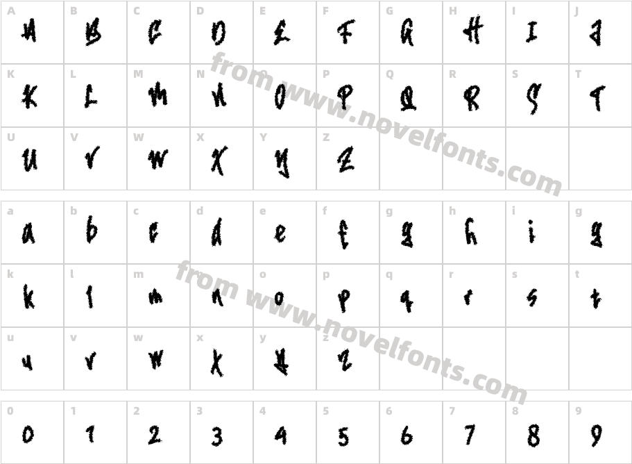 Traindez Brush RegularCharacter Map