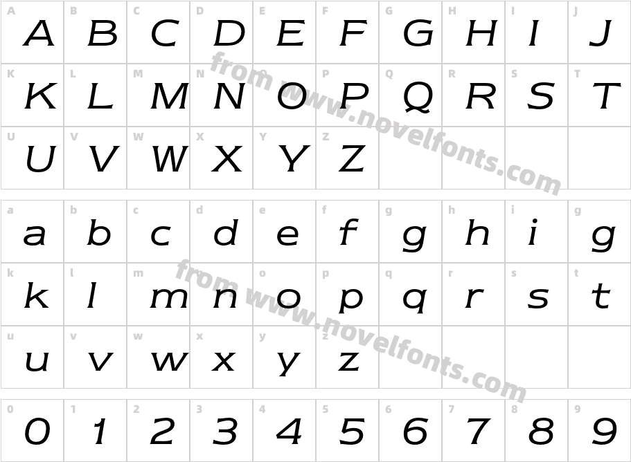 NewtextBQ-BookItalicCharacter Map