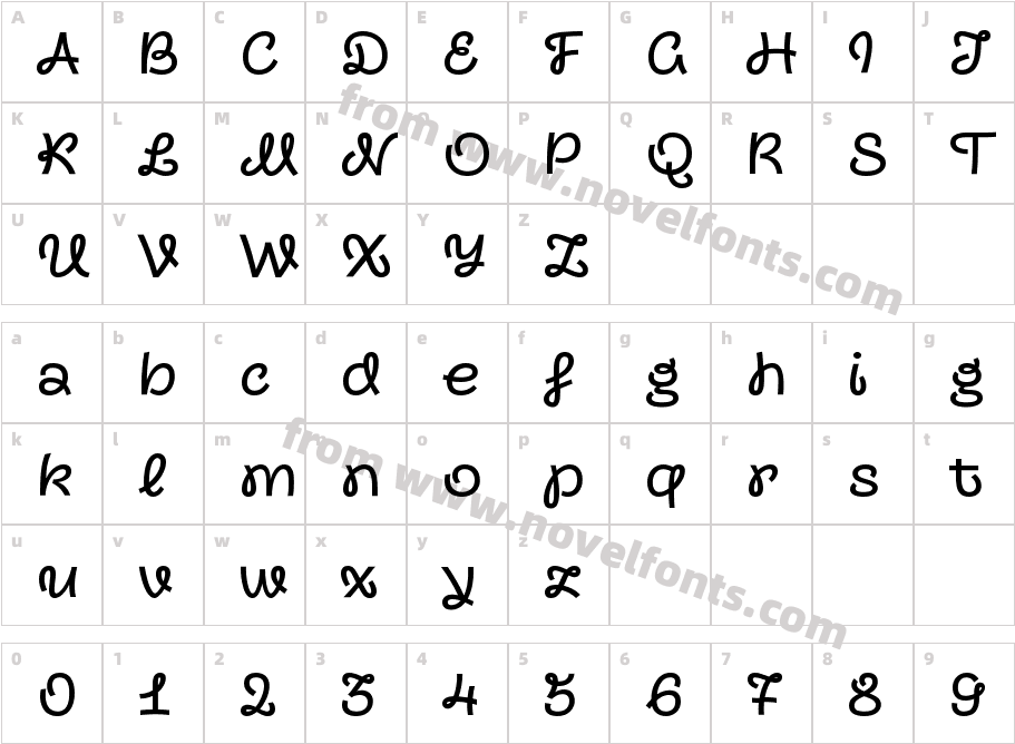 Transforma Script MediumCharacter Map