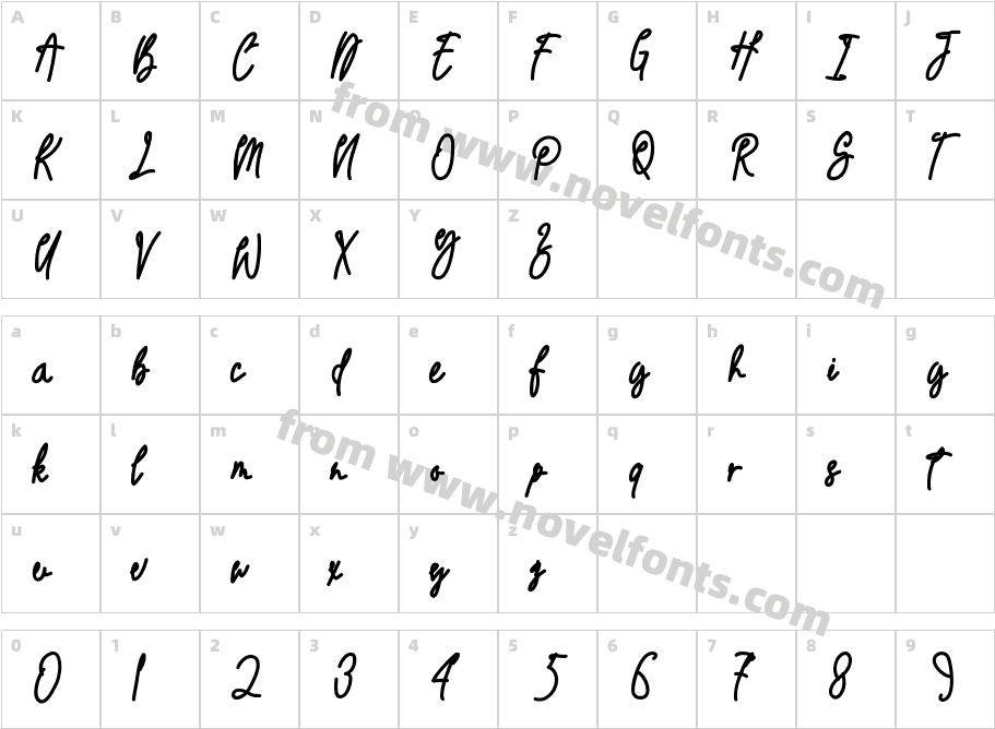 Trassetya RegularCharacter Map