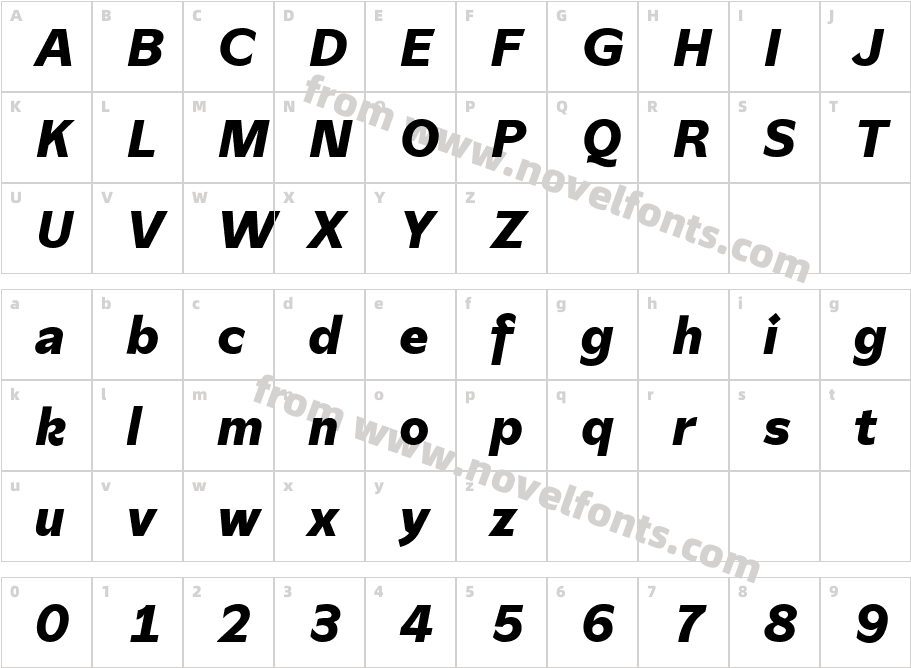 Tratto Nero CorsivoCharacter Map