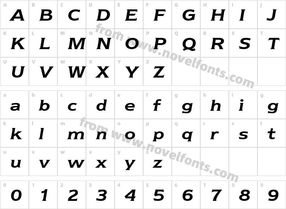 NewtextEF-DemiItalicCharacter Map