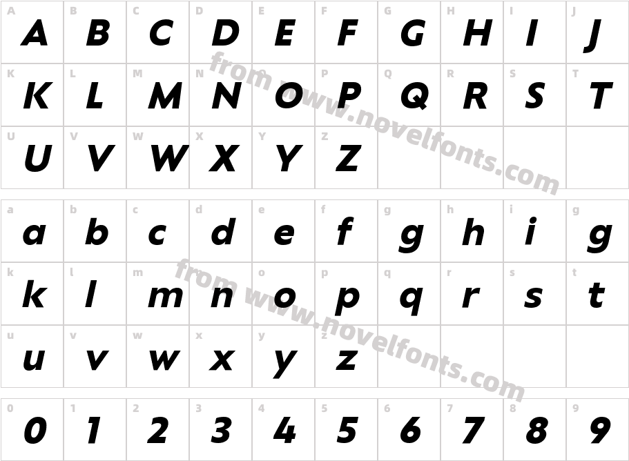 Trinidad Neue Black ObliqueCharacter Map