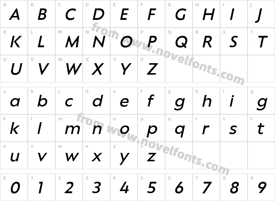 Trinidad Neue Semibold ObliqueCharacter Map