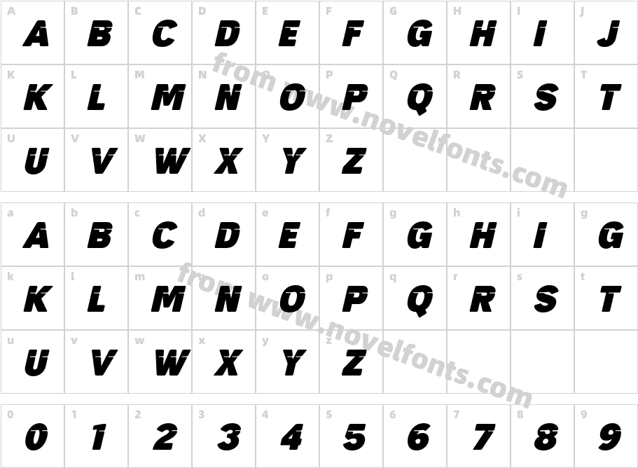 Triple Strike Italic RoundCharacter Map