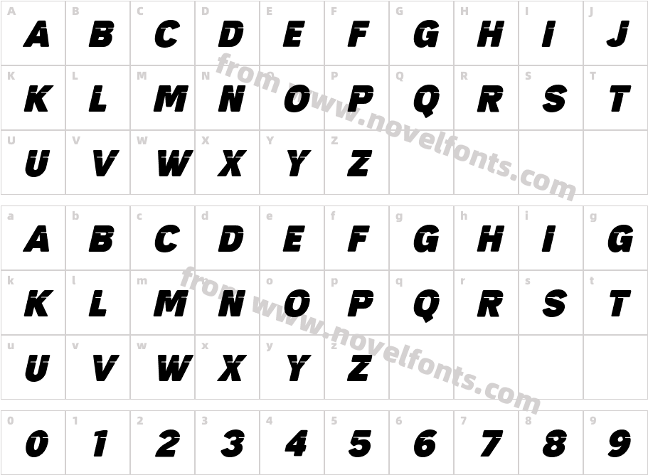 Triple Strike Italic RoundCharacter Map