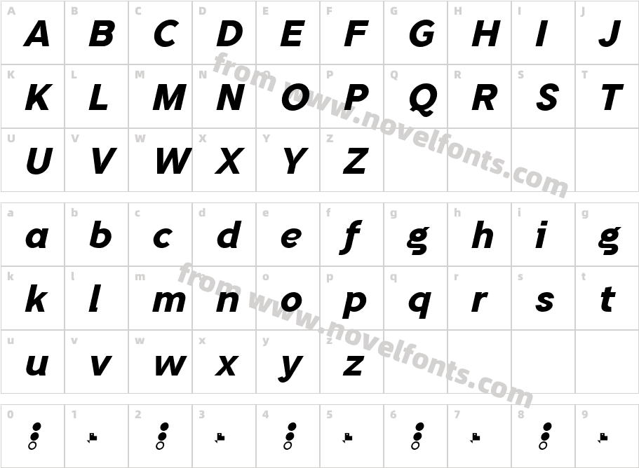 Tripleta Extra Bold ItalicCharacter Map