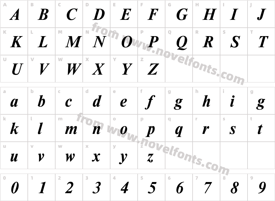 NewtonC-BoldItalicCharacter Map