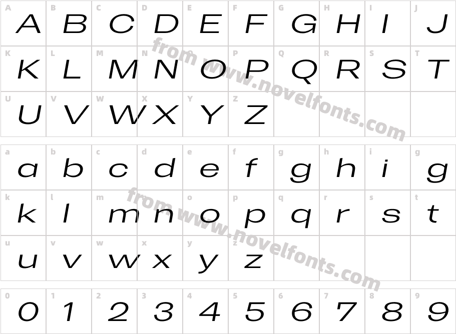 Trivia Gothic X2 Exp Light ItalicCharacter Map