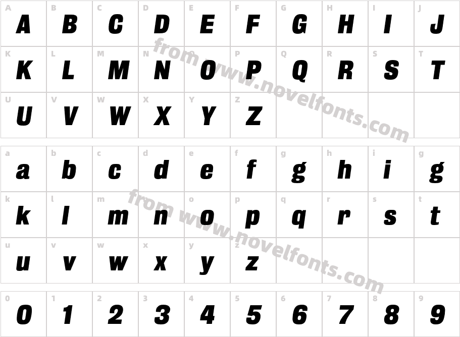 Trooper Grotesque ItalicCharacter Map