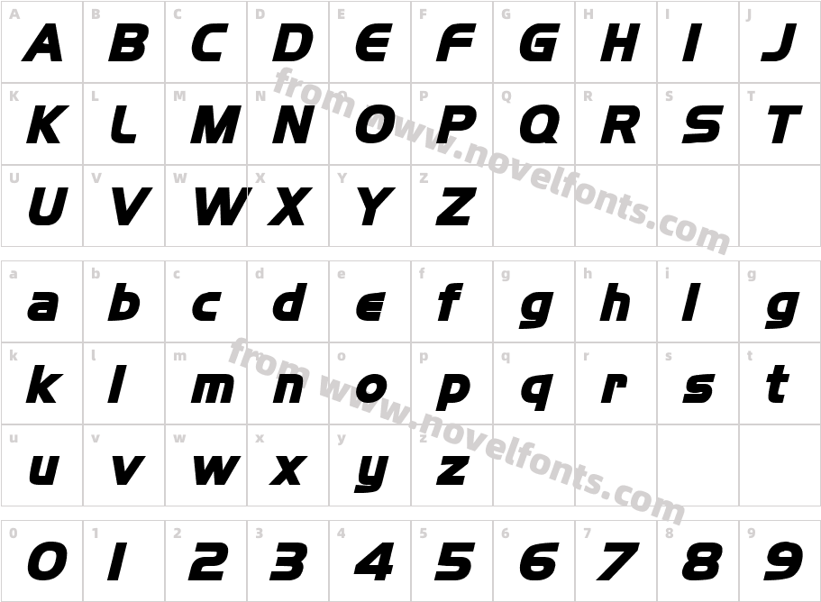 Newtown Bold ItalicCharacter Map