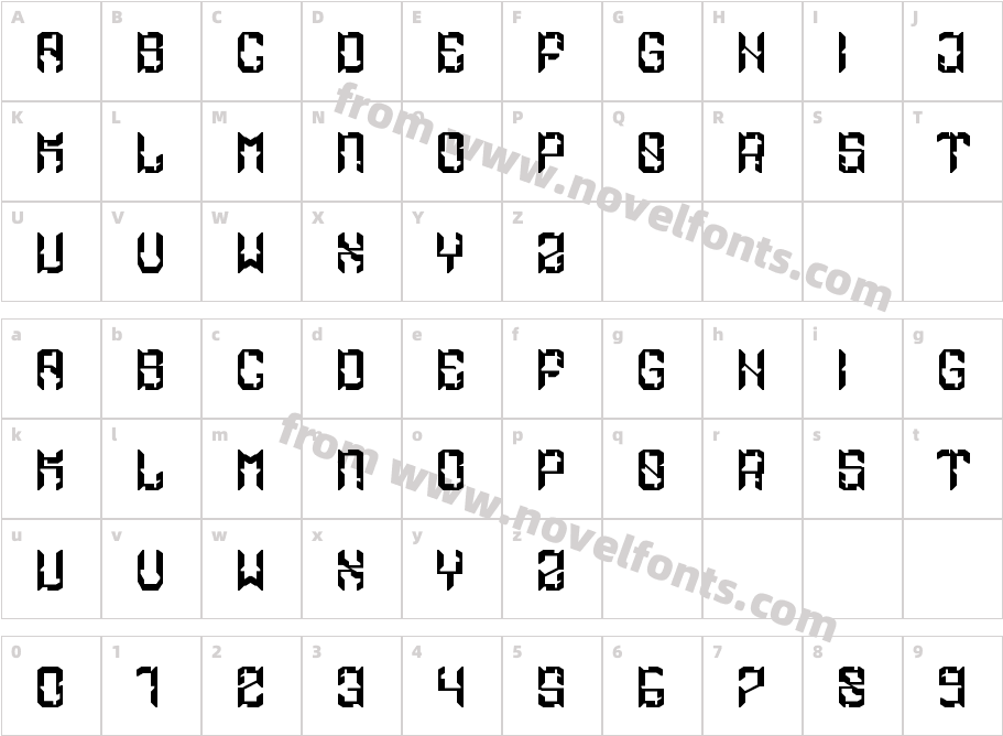 Truexon RegularCharacter Map