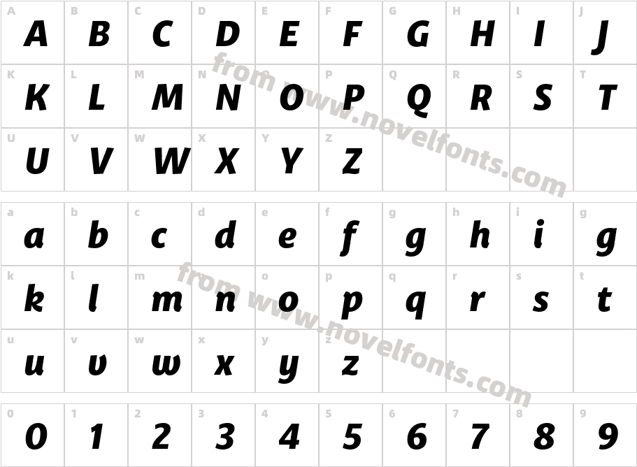 Trust Sans Alt Bold ItCharacter Map