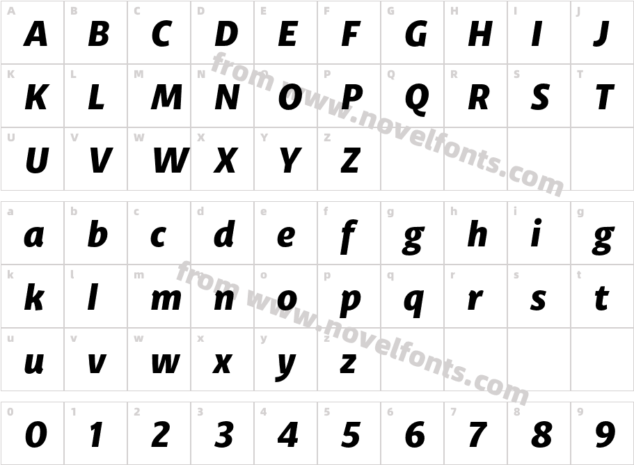 Trust Sans Bold ItCharacter Map