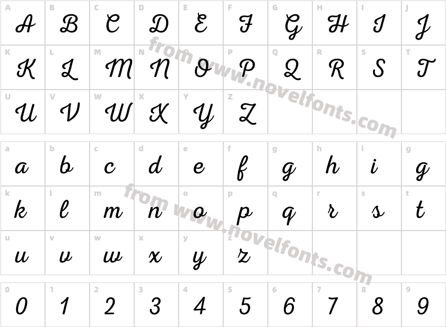 Nexa Rust Script L 0Character Map