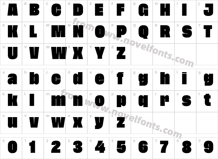 Tusker Grotesk 7800 SuperCharacter Map