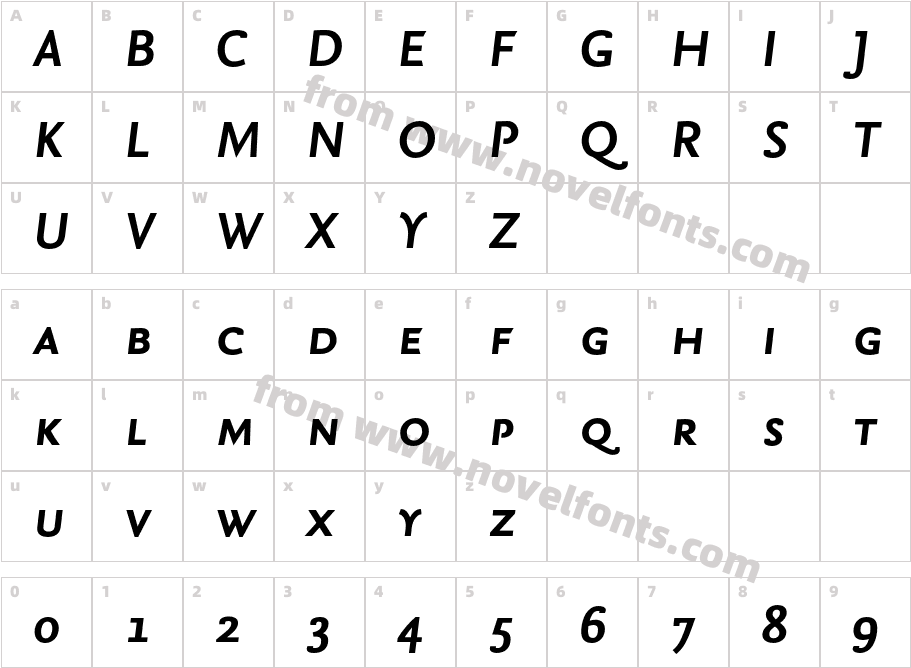 NexusSans-BoldItalicSCCharacter Map