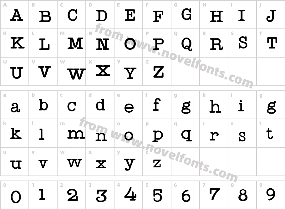 Typewriter StyleCharacter Map