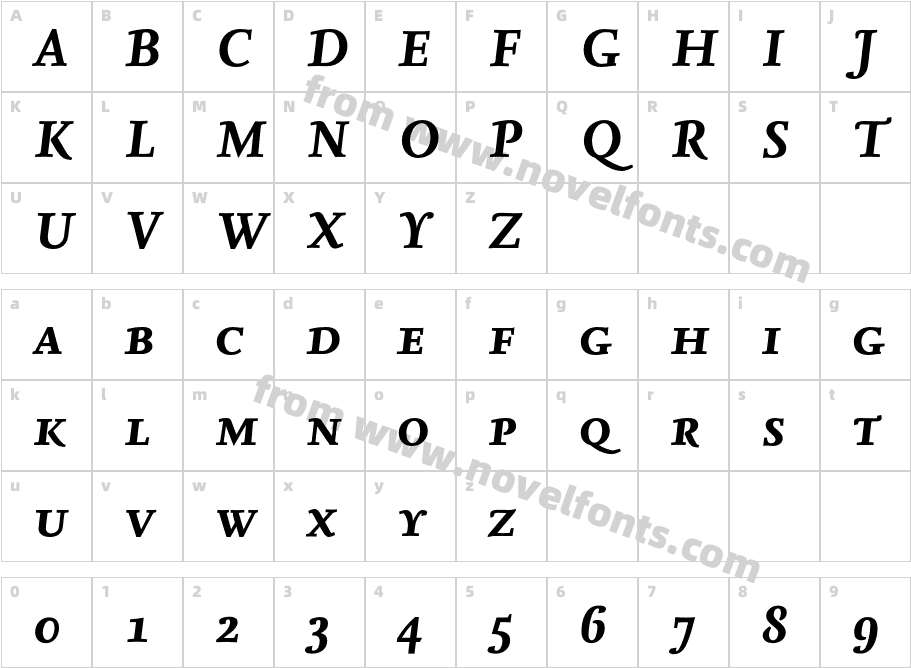 NexusSerif-BoldItalicSCCharacter Map