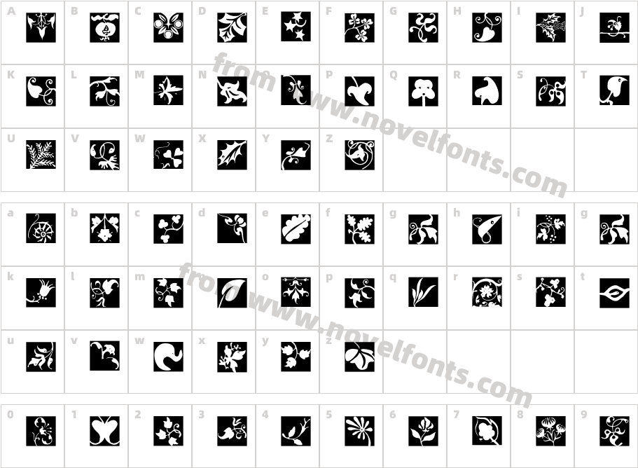 Typo Jewels Squares InversCharacter Map