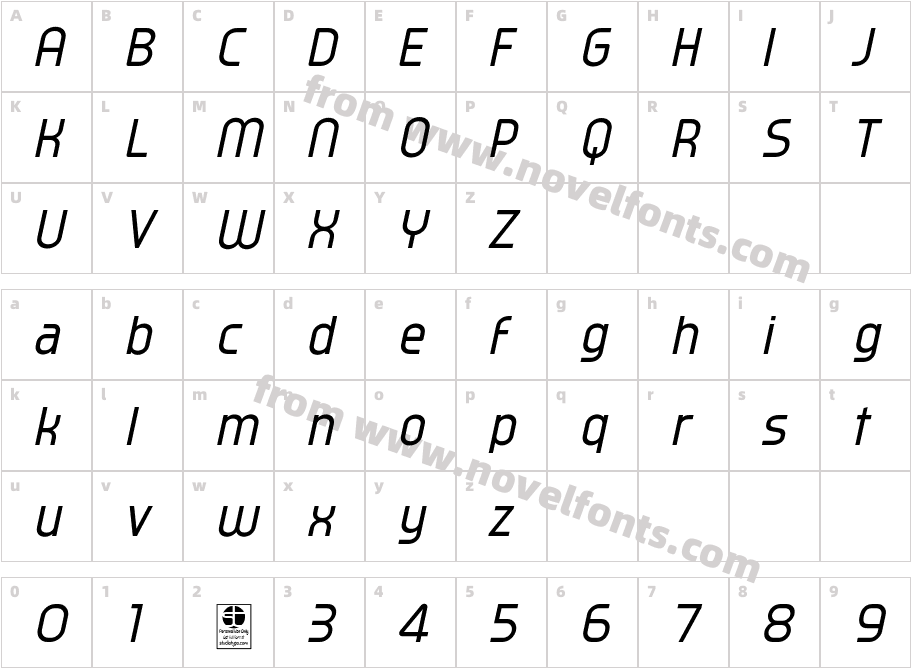 Typo Oval Demo ItalicCharacter Map