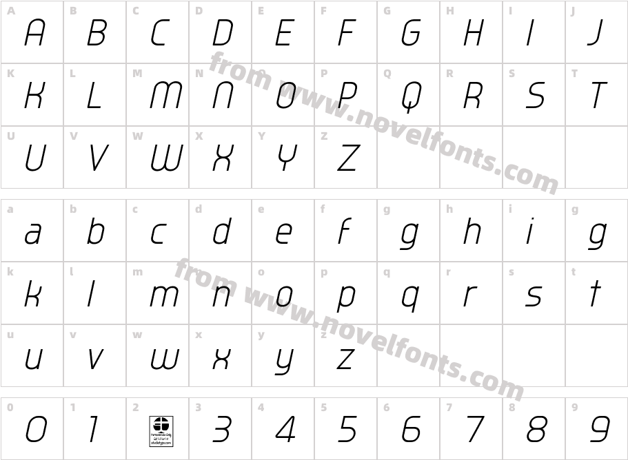 Typo Oval Light Demo ItalicCharacter Map