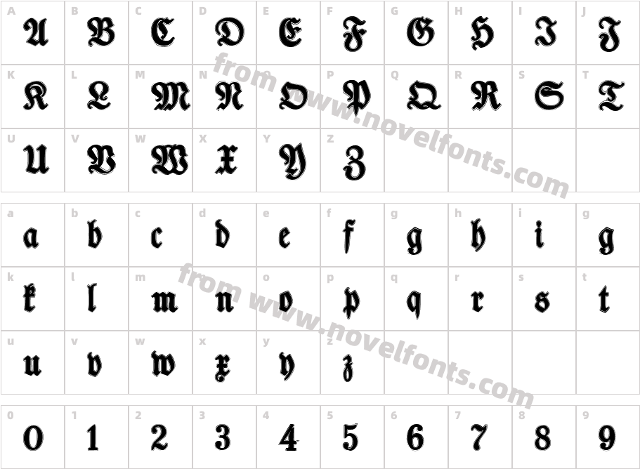 Typographer Fraktur ContourCharacter Map