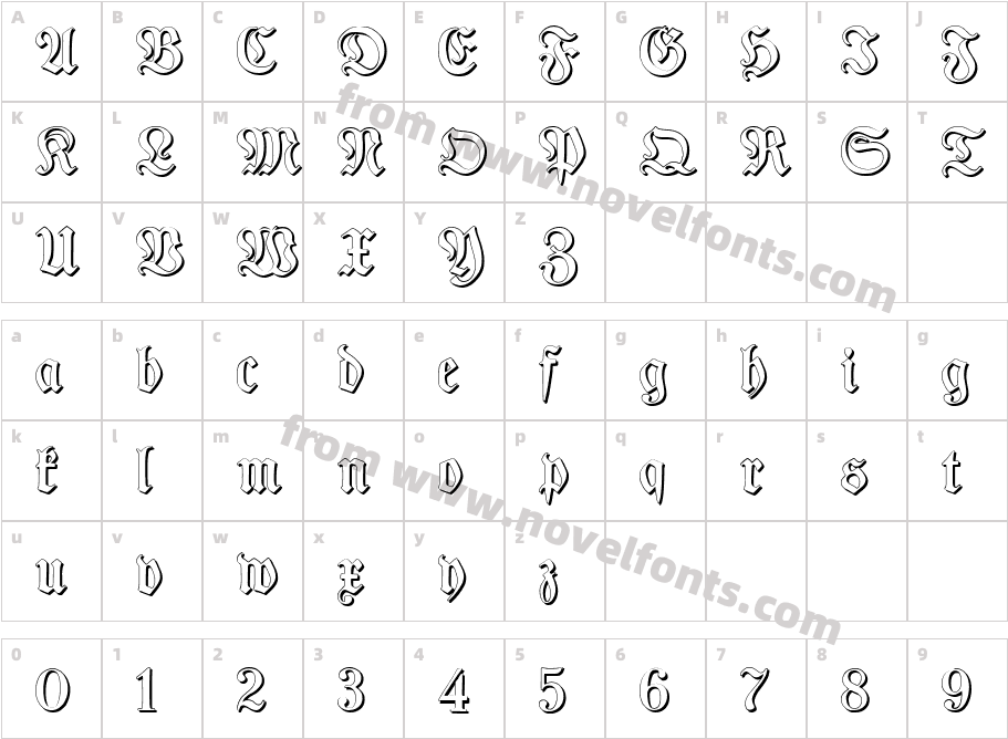 Typographer Fraktur ShadowCharacter Map