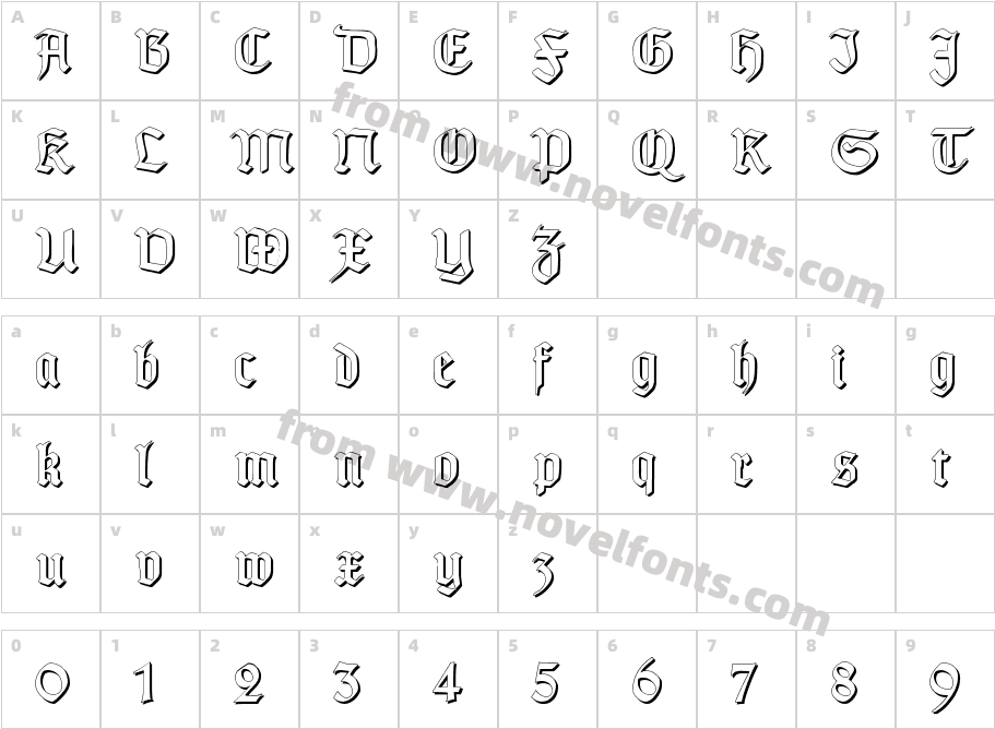 Typographer Gotisch SchattenCharacter Map