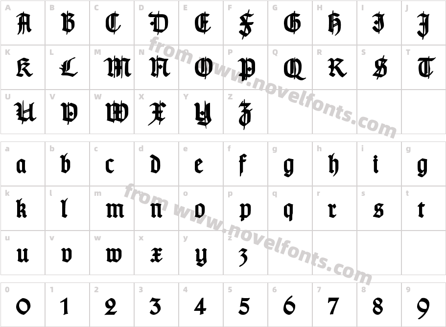 Typographer Gotisch Schmuck BoldCharacter Map