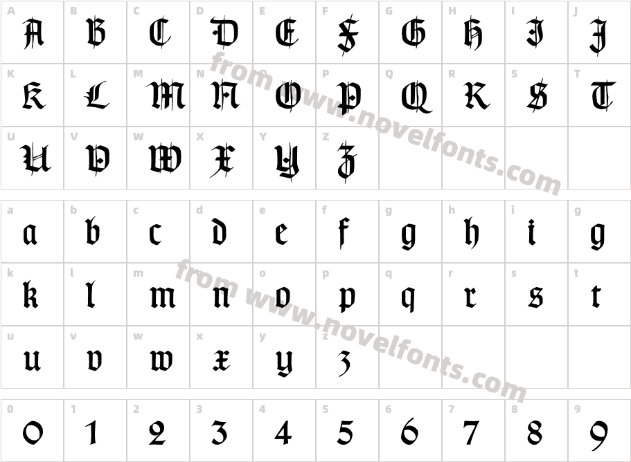 Typographer Gotisch SchmuckCharacter Map