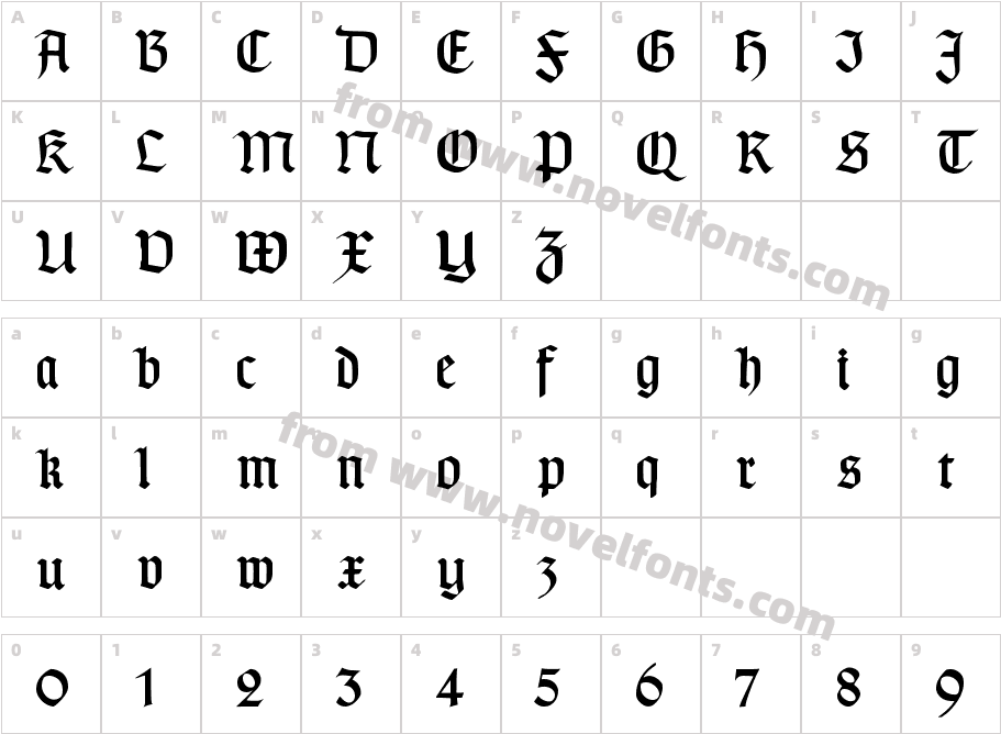 Typographer GotischDCharacter Map