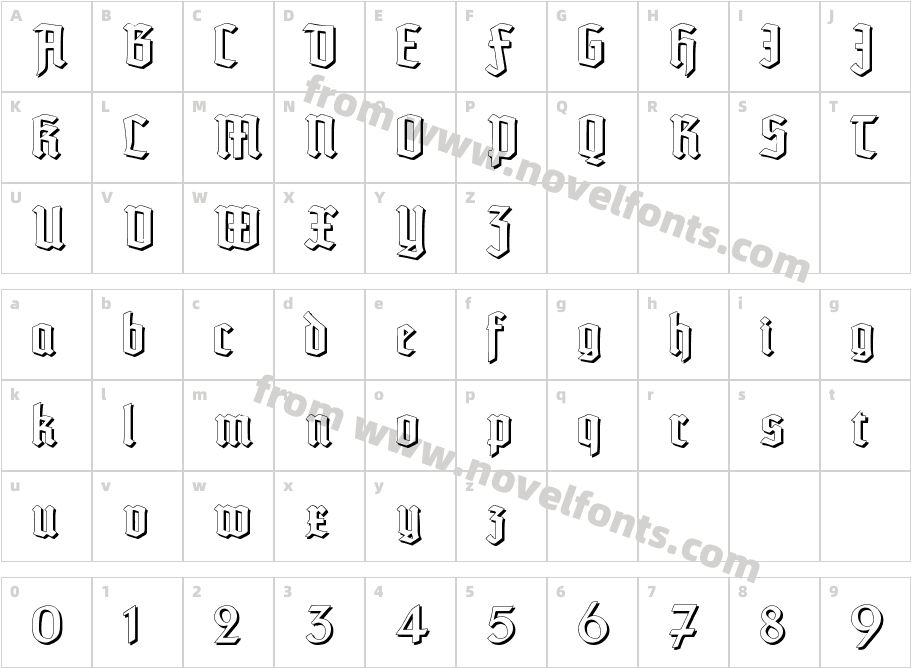 Typographer Textur SchattenCharacter Map
