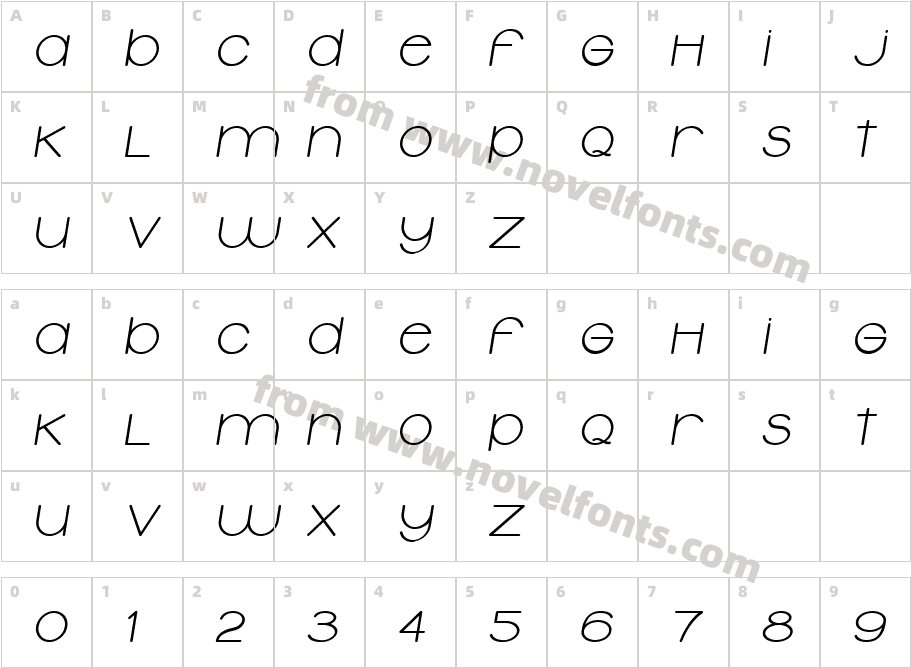 Typolino Bold ItalicCharacter Map