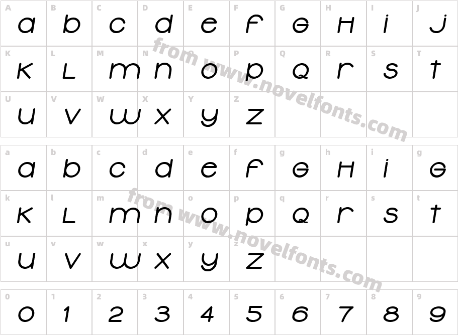 Typolino Extra Bold ItalicCharacter Map