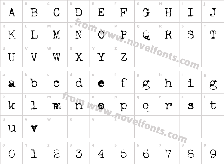 AntiqueTypeCharacter Map