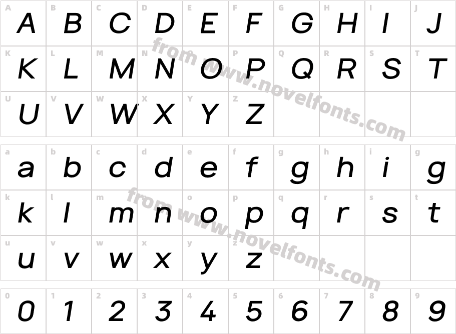 Tyros Pro Semibold ItalicCharacter Map