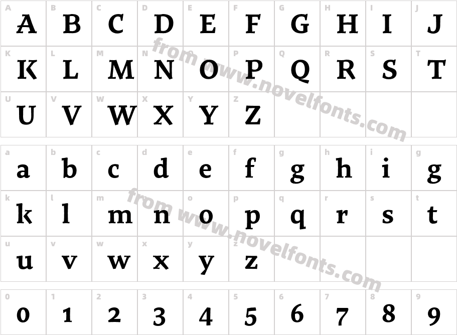 Tzimmes BoldCharacter Map