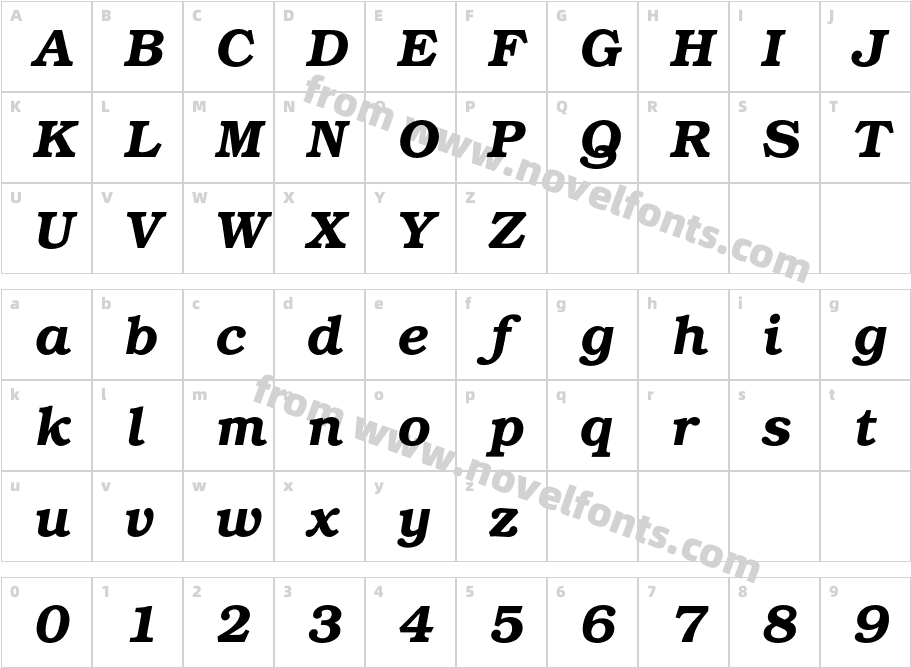 URW Bookman Demi ItalicCharacter Map