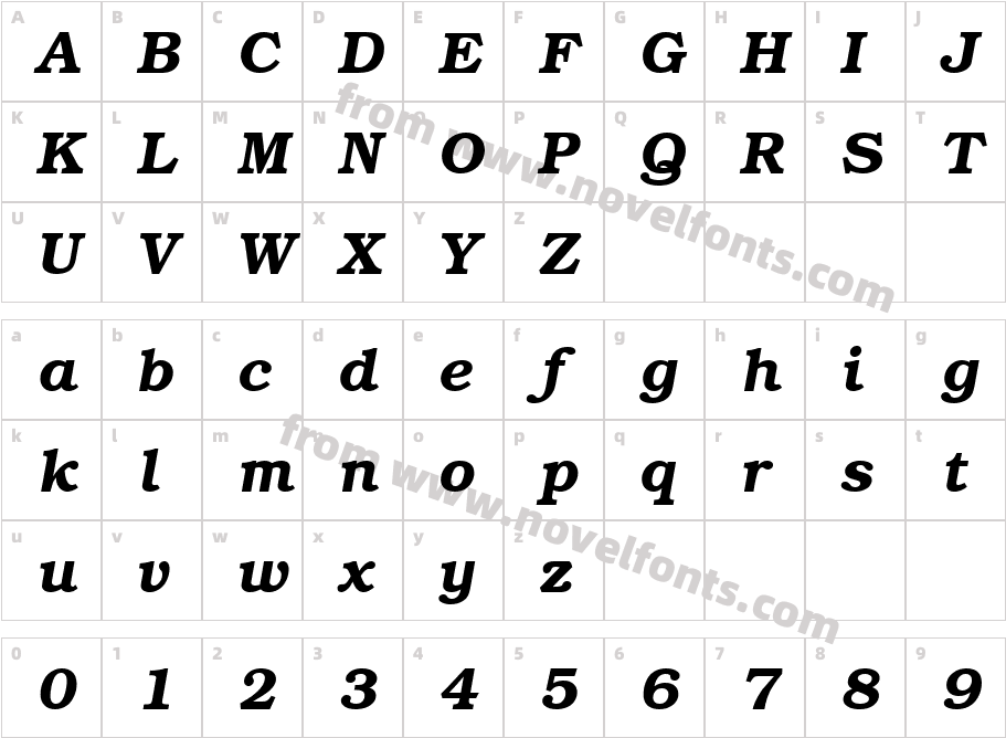 URW Bookman Demi ItalicCharacter Map