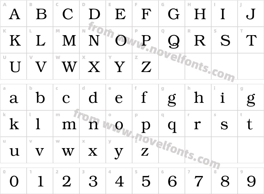 URW Bookman LightCharacter Map