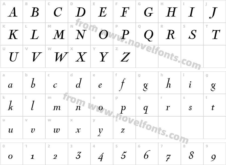 UVN Thang Gieng ItalicCharacter Map