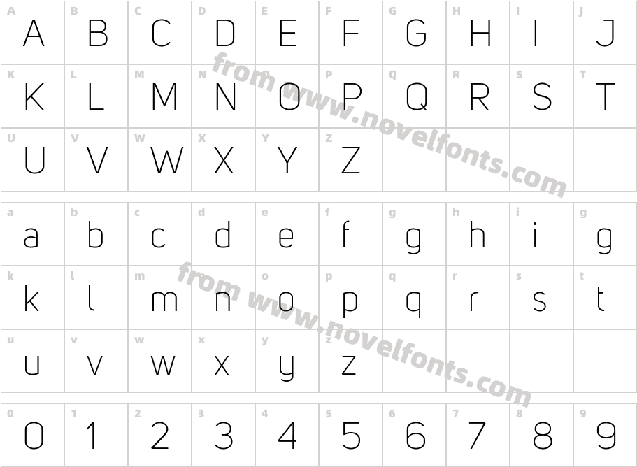 Uni Sans Trial LightCharacter Map