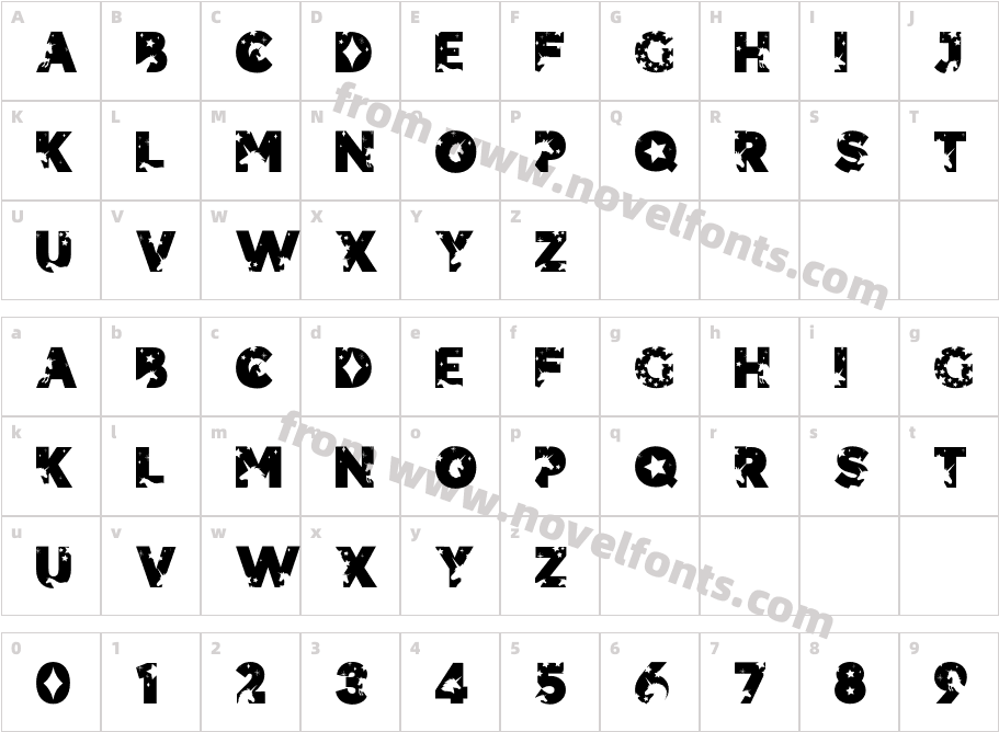 Unicorn Silhouette Font RegularCharacter Map