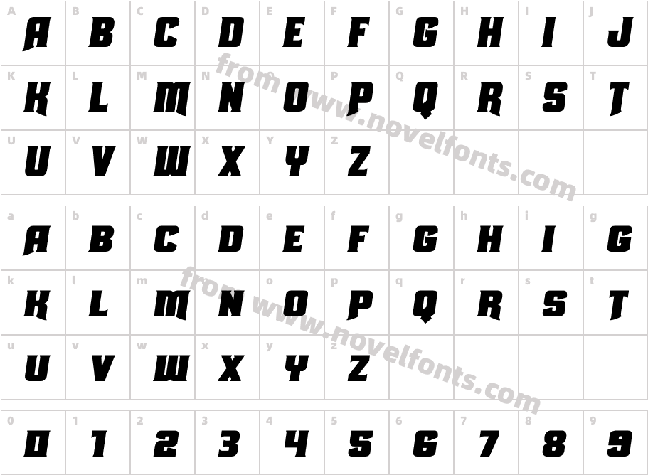 Union Gray Semi ItalicCharacter Map