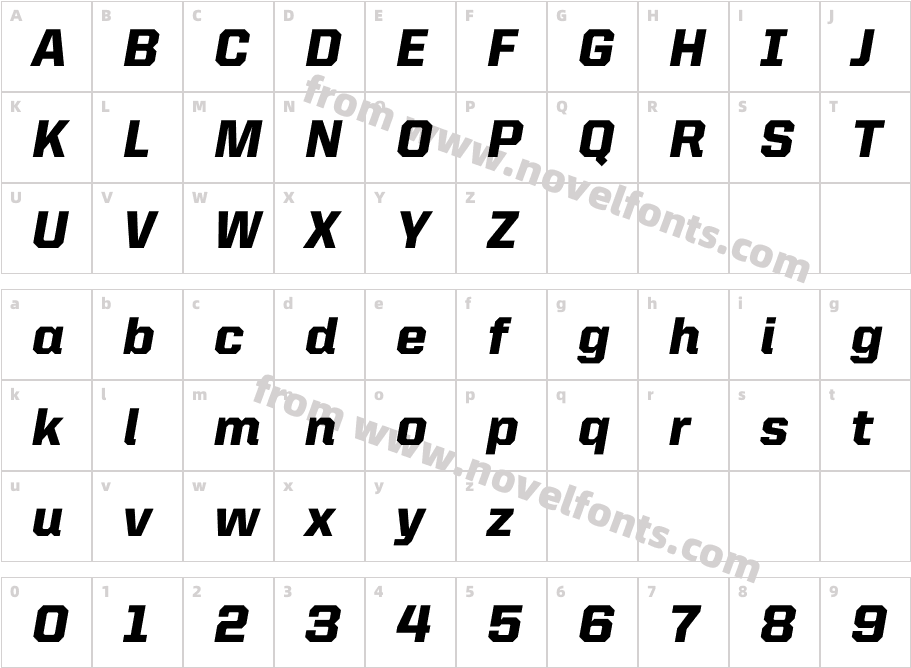 United Italic Reg BlackCharacter Map