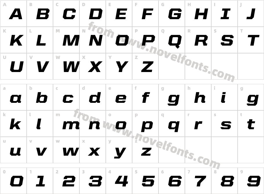 United Italic Semi Ext BlackCharacter Map