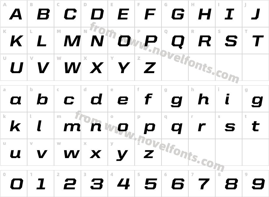 United Italic Semi Ext HeavyCharacter Map